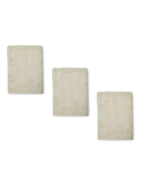 Broyhill Other - 3 SAGE GREEN Broyhill Jacquard-Pattern Textured Velour Cotton Bath Towels THICK